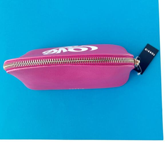 Torrid Cosmetic Makeup Bag Love Pink - Faux Leather Zip Accessory Pouch - Picture 4 of 9